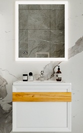 Бриклаер Мебель для ванной Берлин 70 белая с ручкой дуб золотой – фотография-1